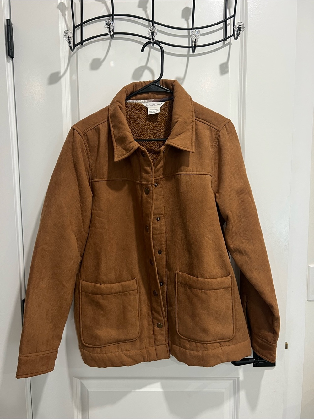 Womens Sherpa-Lined Brown Jacket